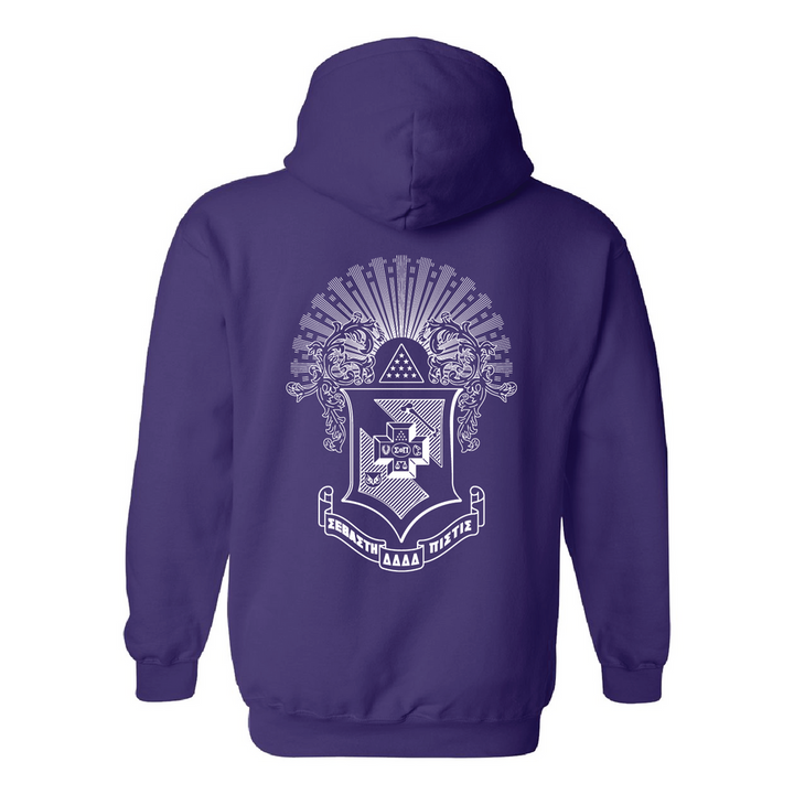 Sigma Pi Letters & Crest Hoodie in Purple
