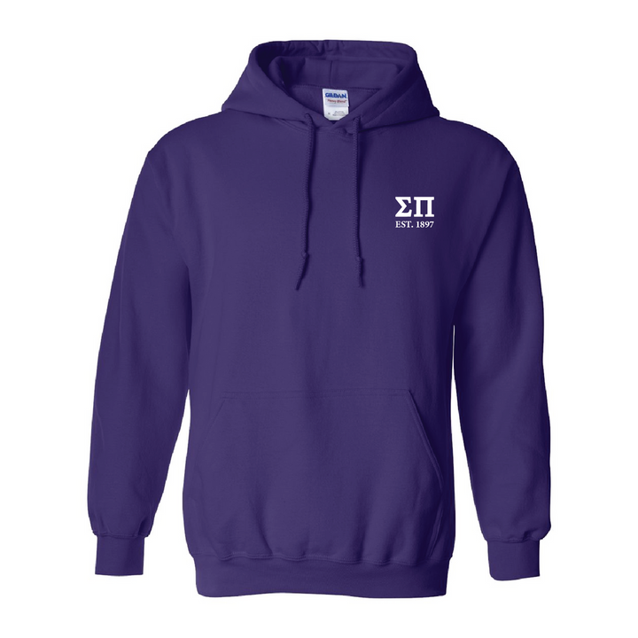 Sigma Pi Letters & Crest Hoodie in Purple