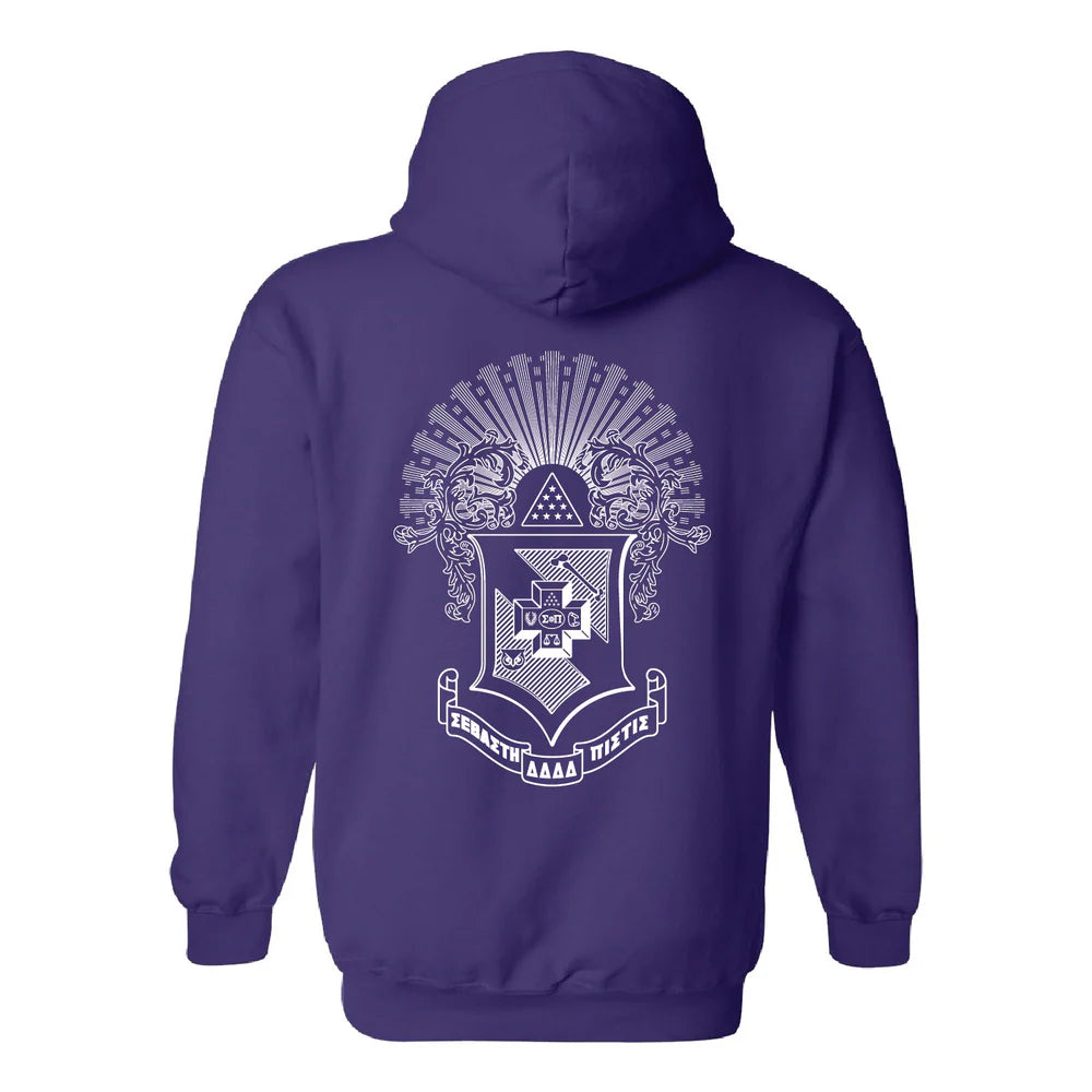 Sigma Pi Letters & Crest Hoodie in Purple