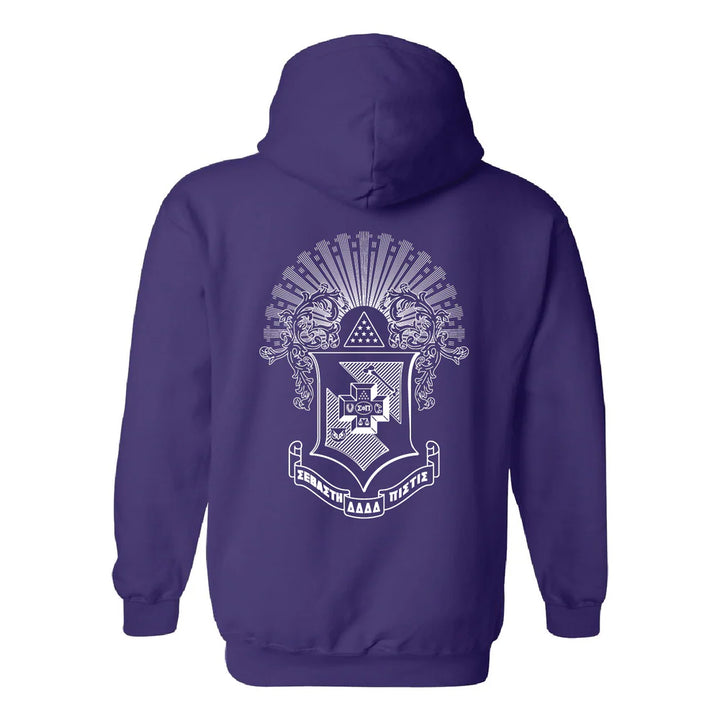 Sigma Pi Letters & Crest Hoodie in Purple